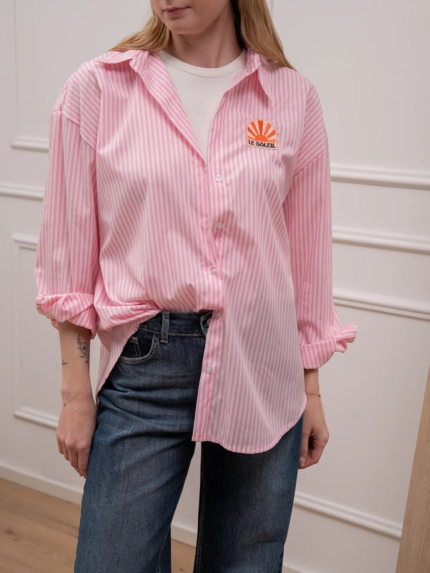 Camicia Le Soleil riga rosa - Crispy