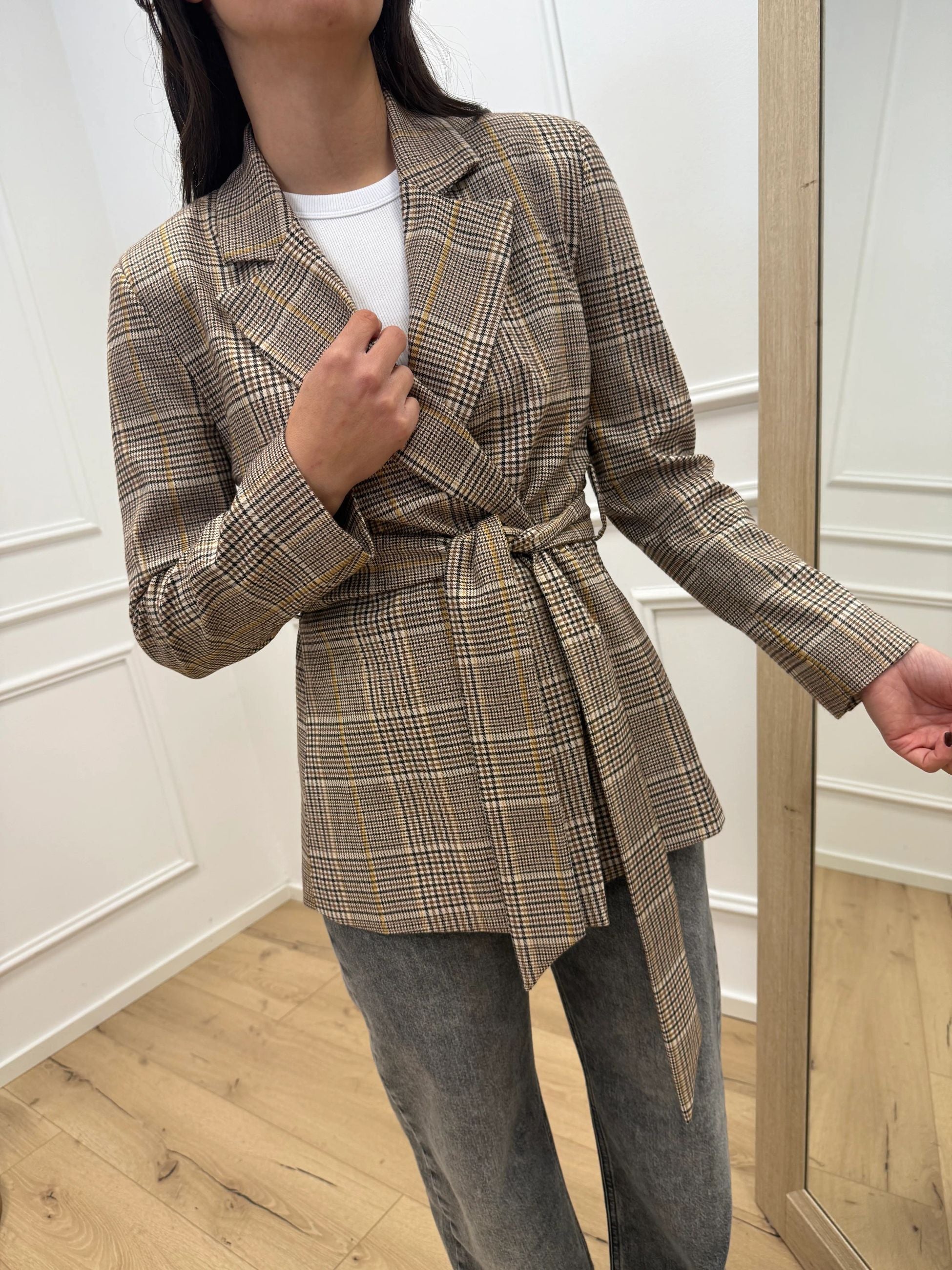 Giacca camel, panna, miele con fusciacca - Dixie