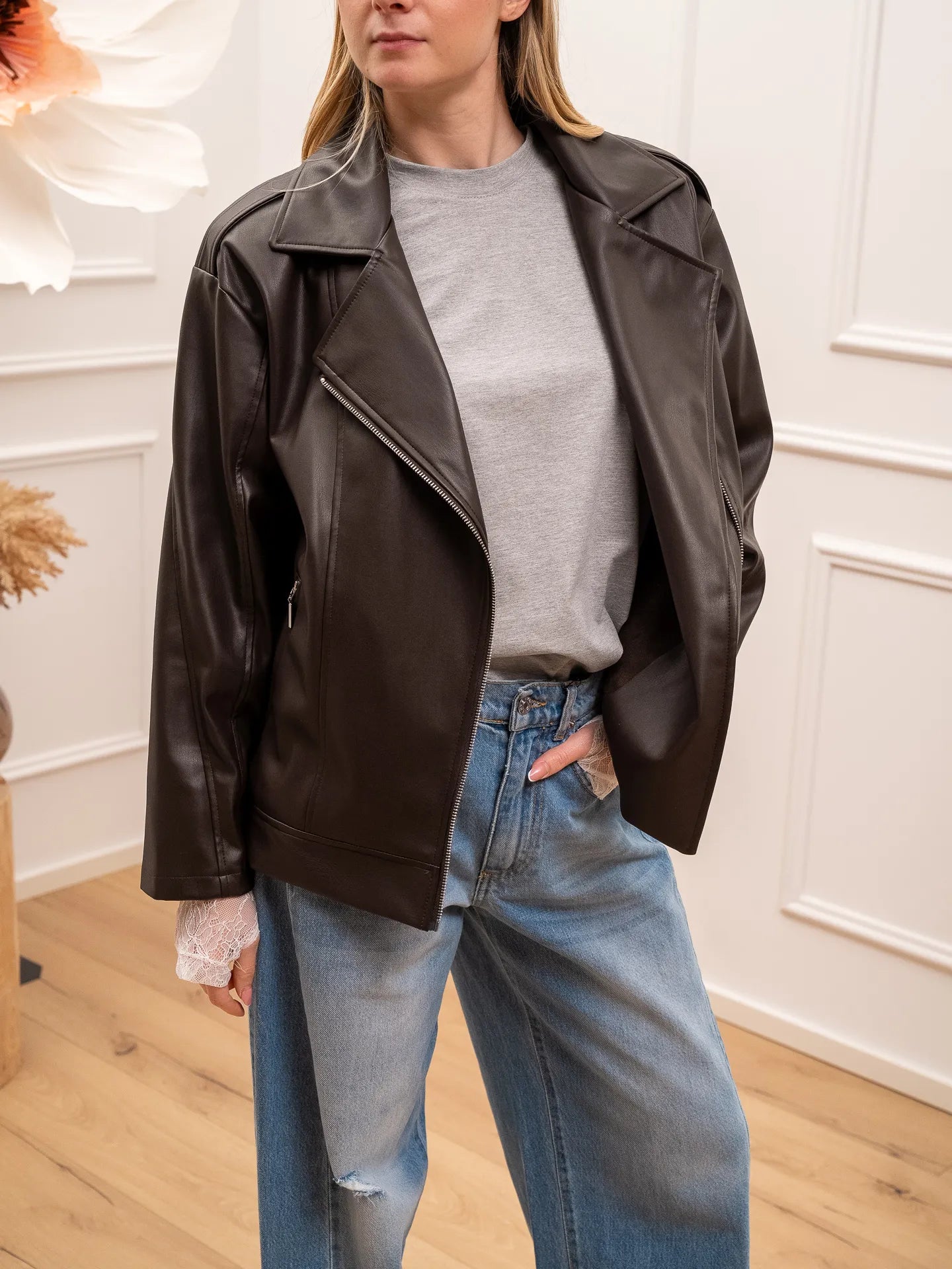 Giacchetto biker moro in ecopelle - HaveOne