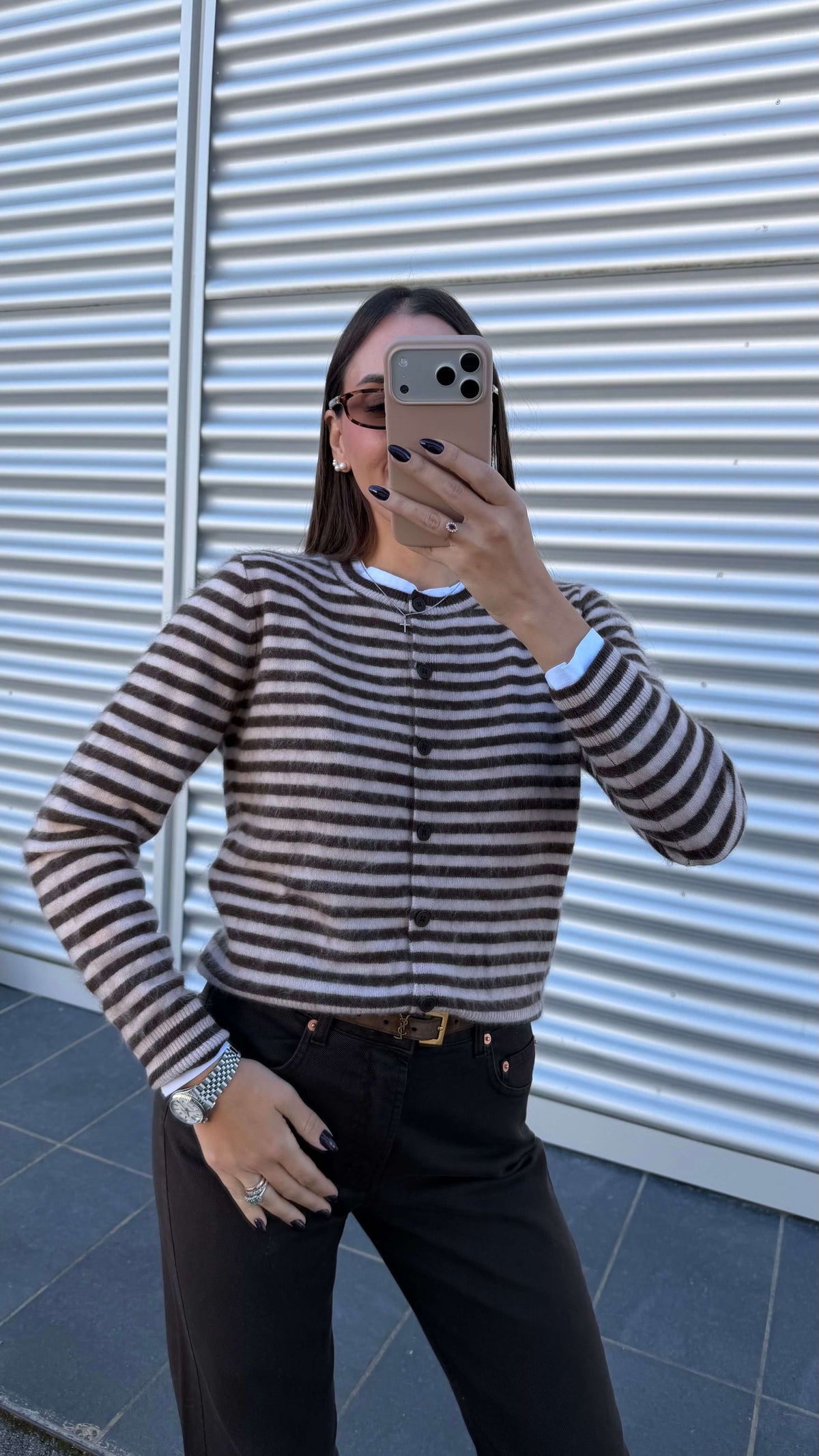 Maglia rebecchina a righe lana e cashmere - Tensione In