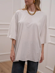 T shirt over bianca bordi con ricciolo - Vicolo