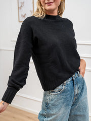 Maglione basic girocollo nera in viscosa - Kontatto