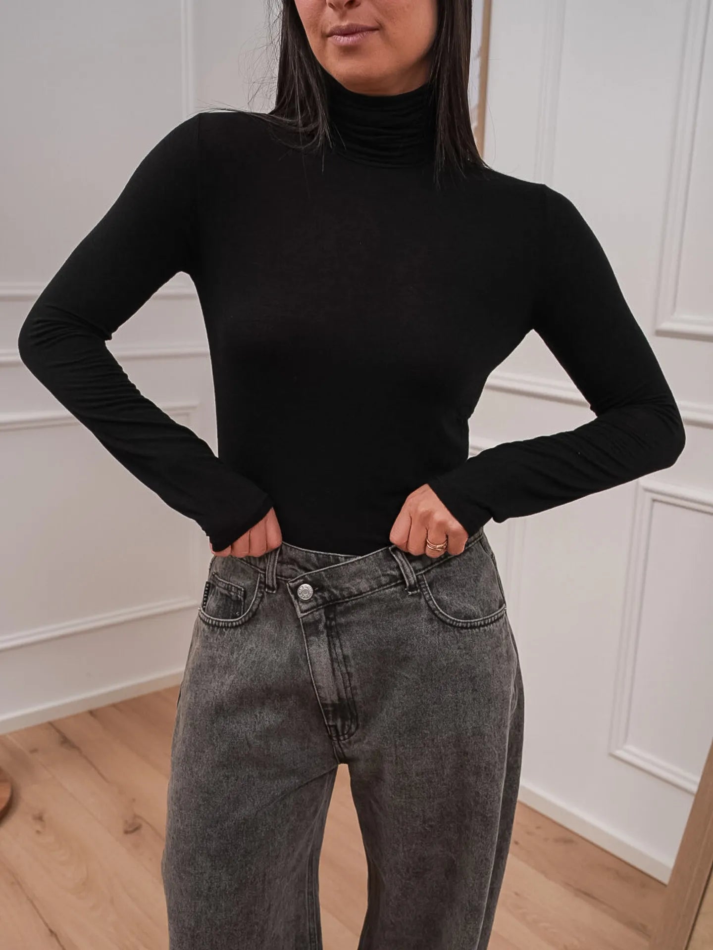 Maglia dolcevita nera misto cashmere - HaveOne