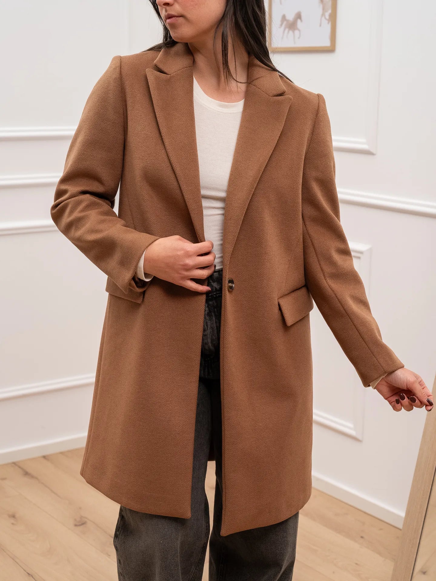 Cappotto slim fit cammello ad un bottone - Dixie