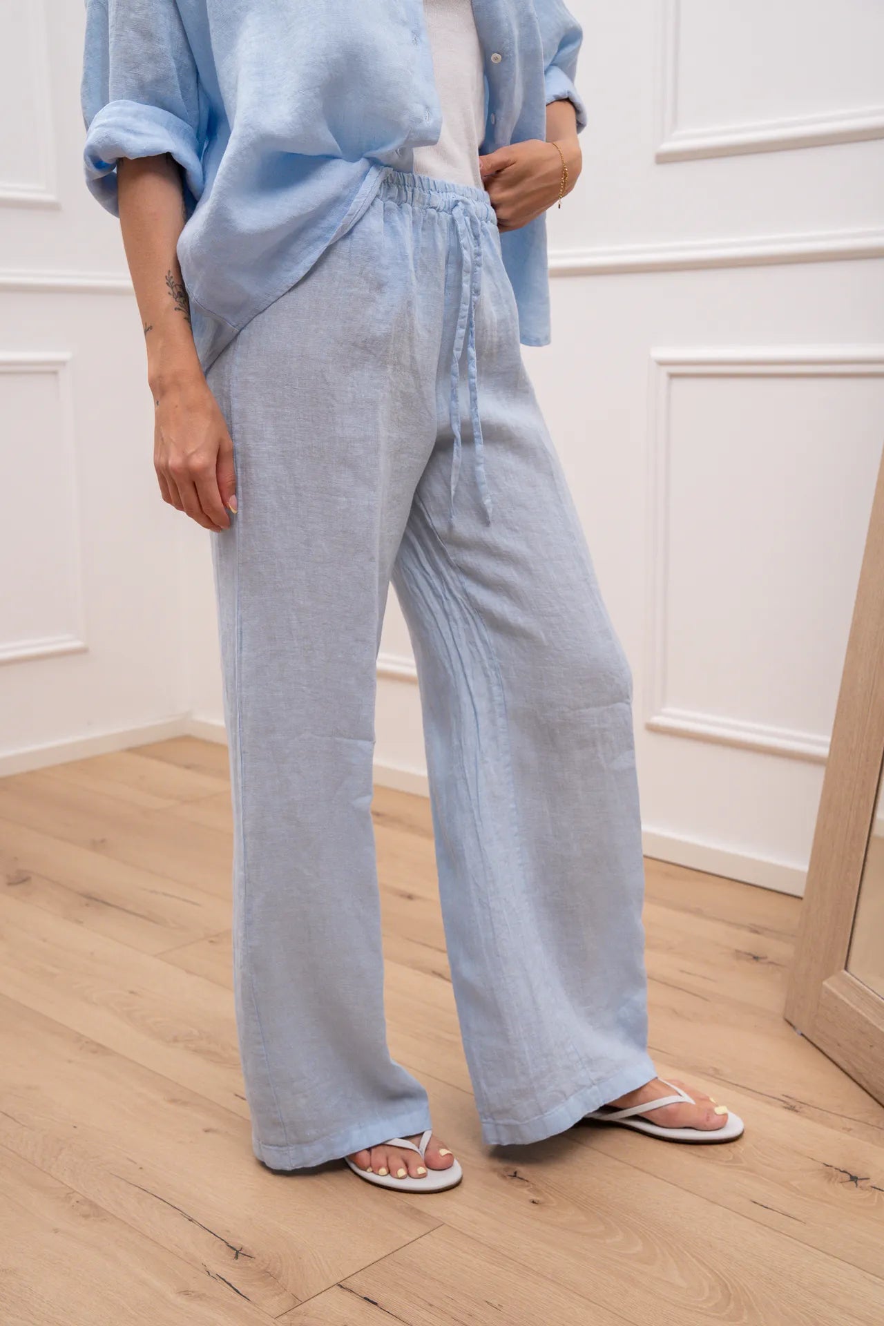 Pantaloni Natural cielo 100% lino - Dixie