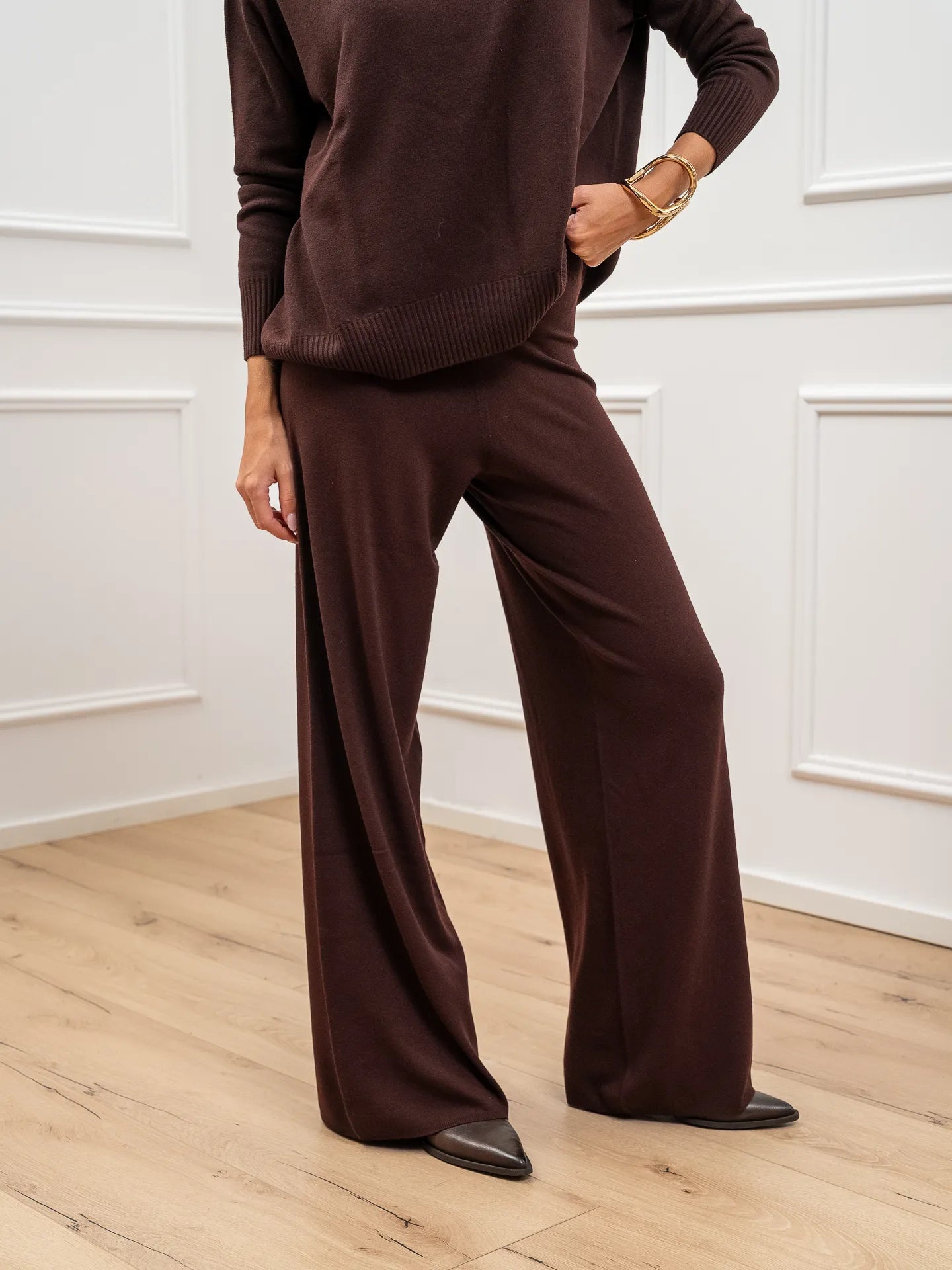 Pantaloni palazzo mogano in viscosa - Kontatto