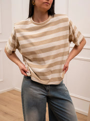 Maglia rigata beige, naturale con alette - Vicolo