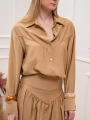 Camicia Shell beige con piping arancio - HaveOne