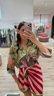 Camicia Flower Tiger verde - HaveOne
