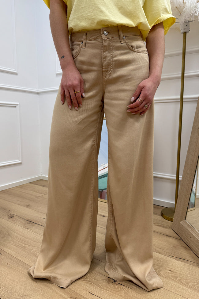 Pantaloni camel gamba morbida wide leg fit - Vicolo