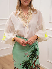 Camicia Mussolina burro ricami neon - Tensione In