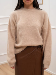 Maglia cappuccino manica palloncino misto mohair - Tensione In