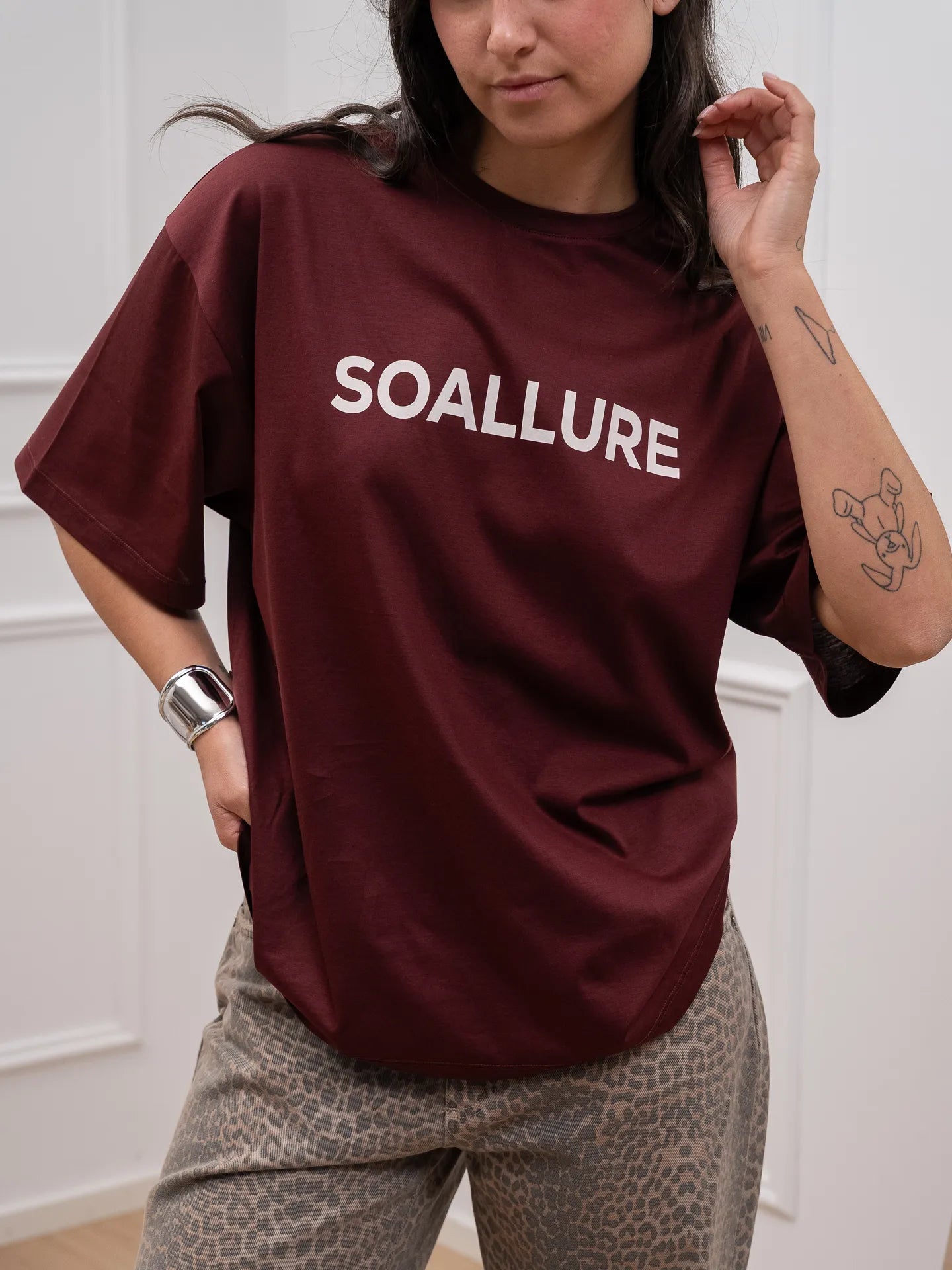 T shirt over vino logo bianco - SoAllure