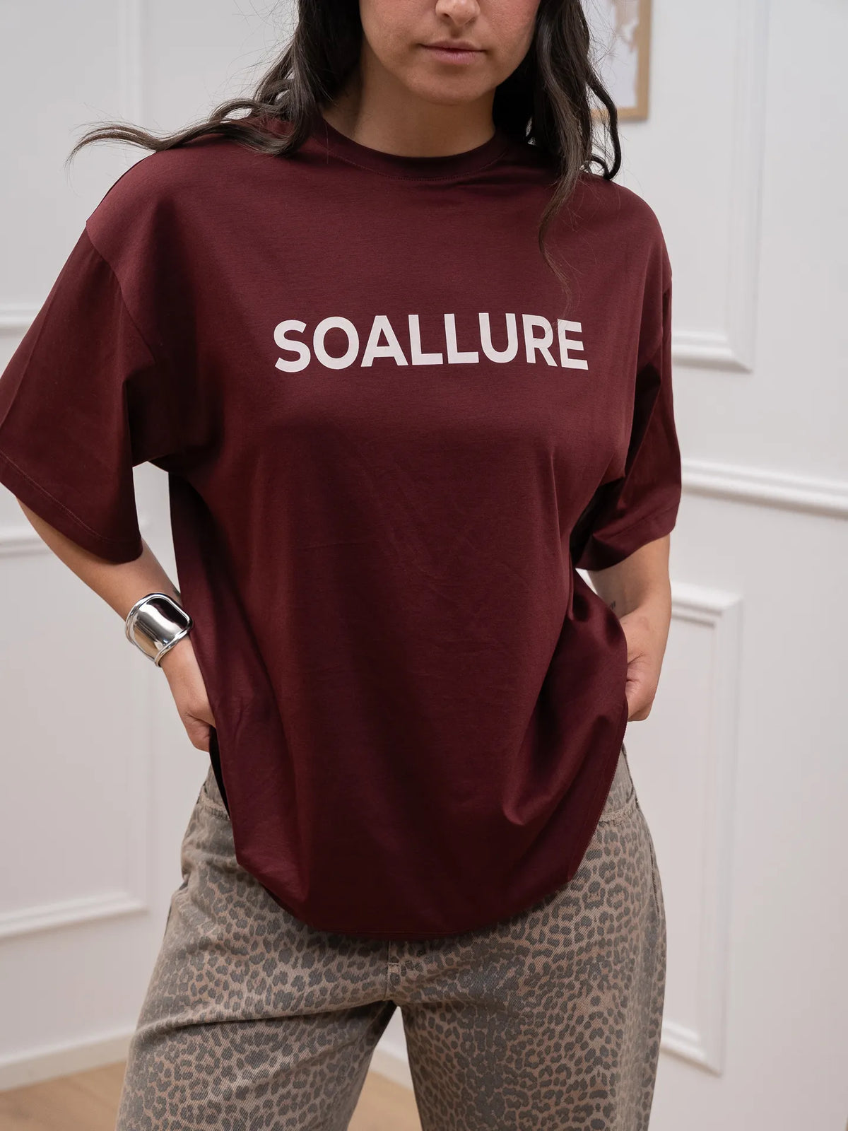 T shirt over vino logo bianco - SoAllure