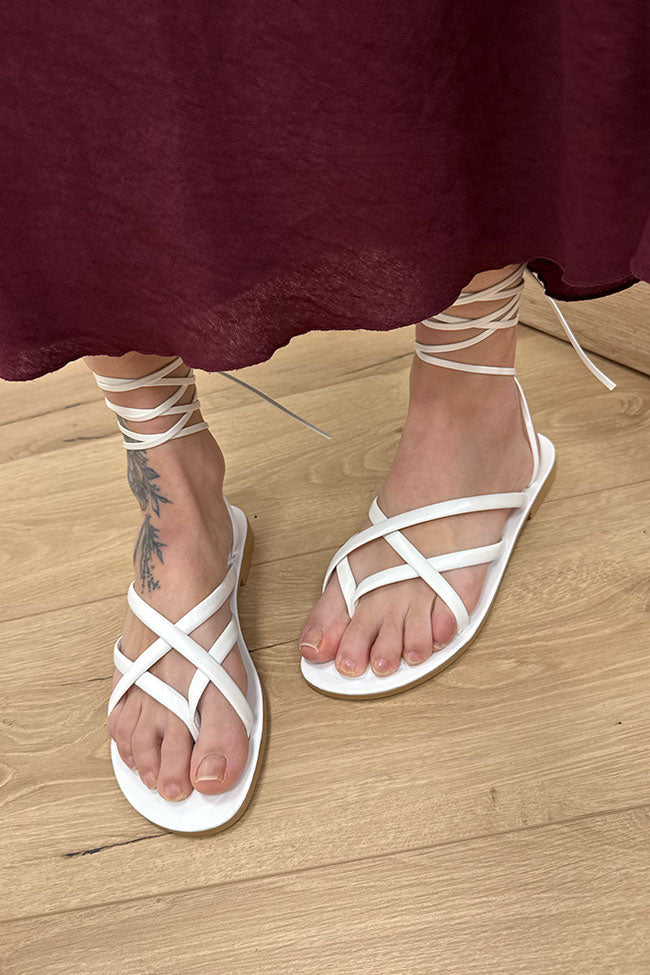 Sandali bianchi alla schiava in pelle - Ovyè