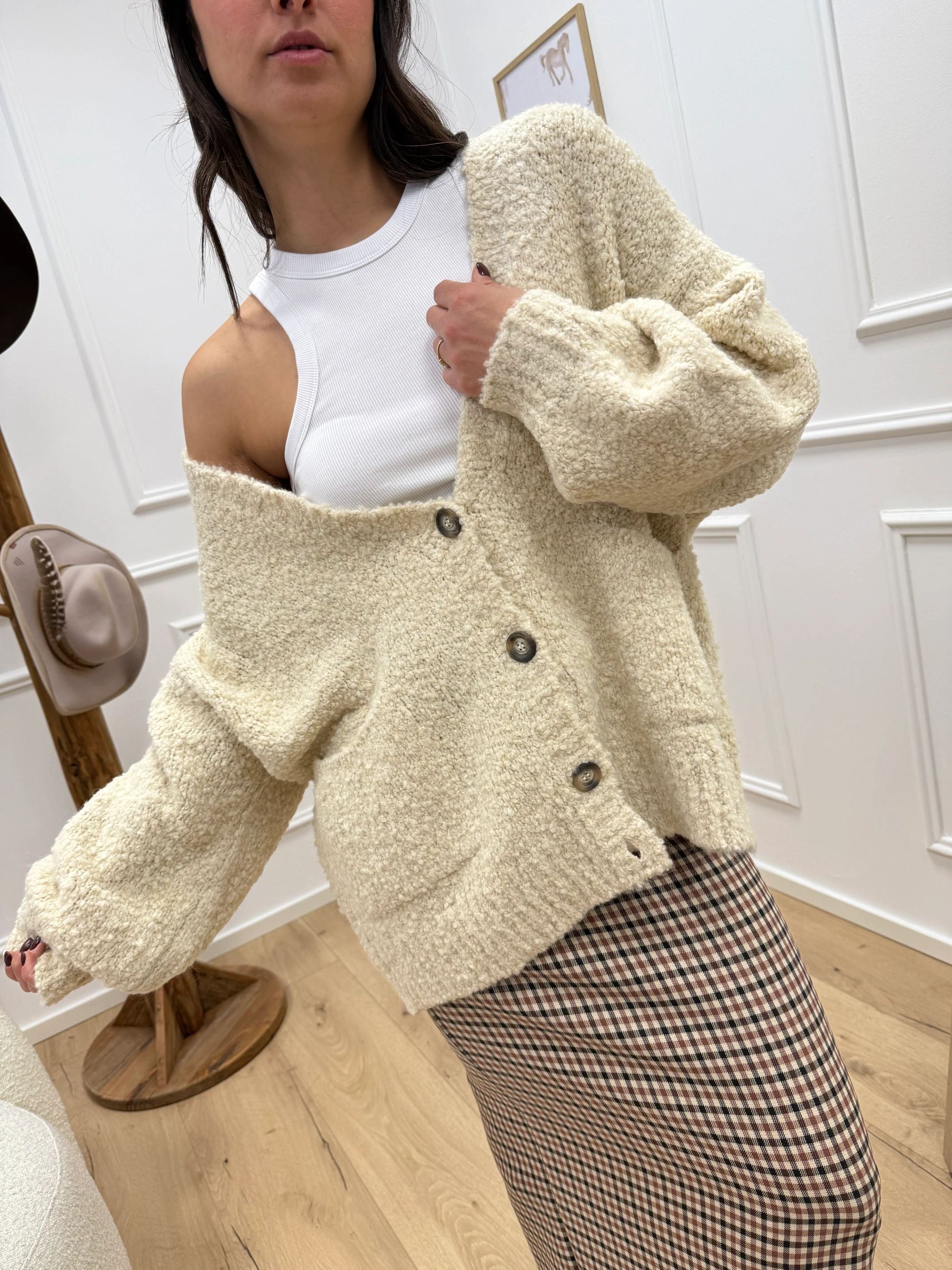 Cardigan bouclé burro - Tensione In