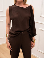 Blusa Madrid moka con dettaglio dorato - HaveOne