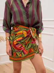 Gonna pareo mini Tucano verde e arancio - HaveOne