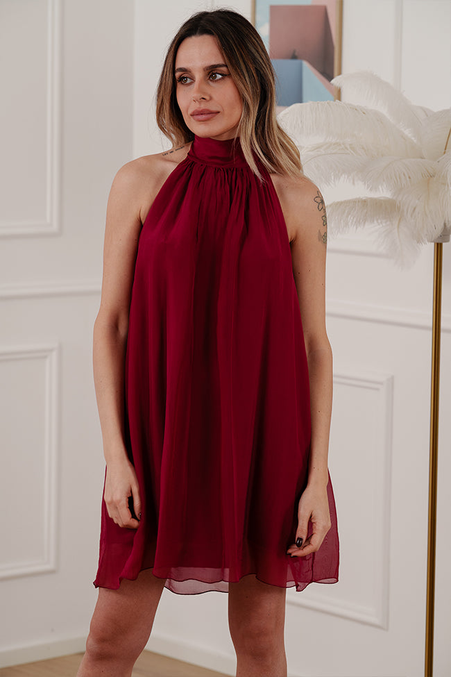 Vestito corto india scollo halter misto seta - HaveOne