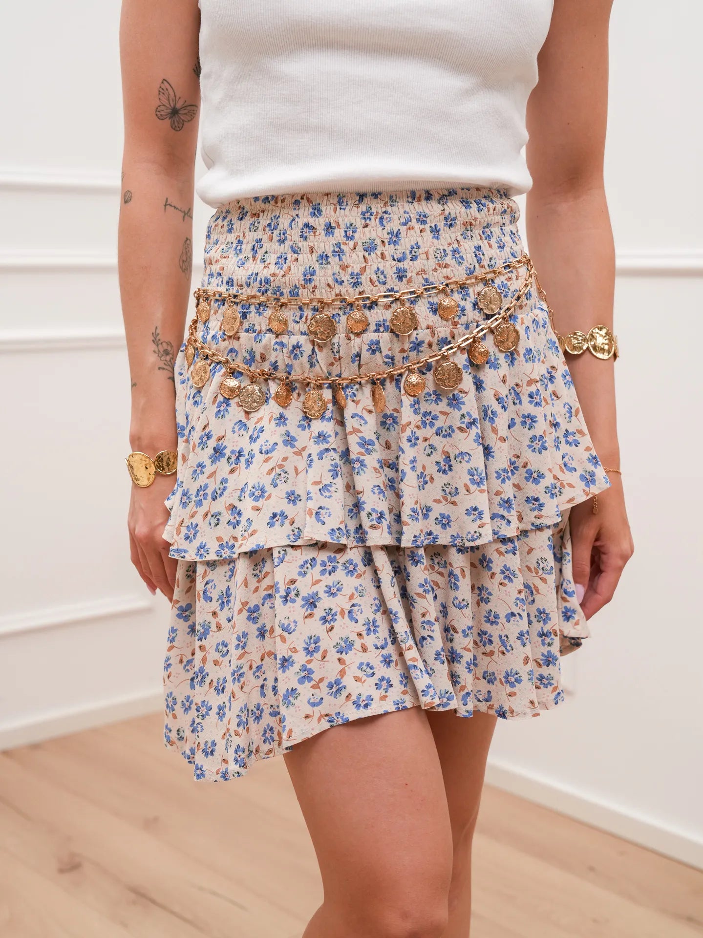 Gonna Elba fiori celesti a balze - You Decide