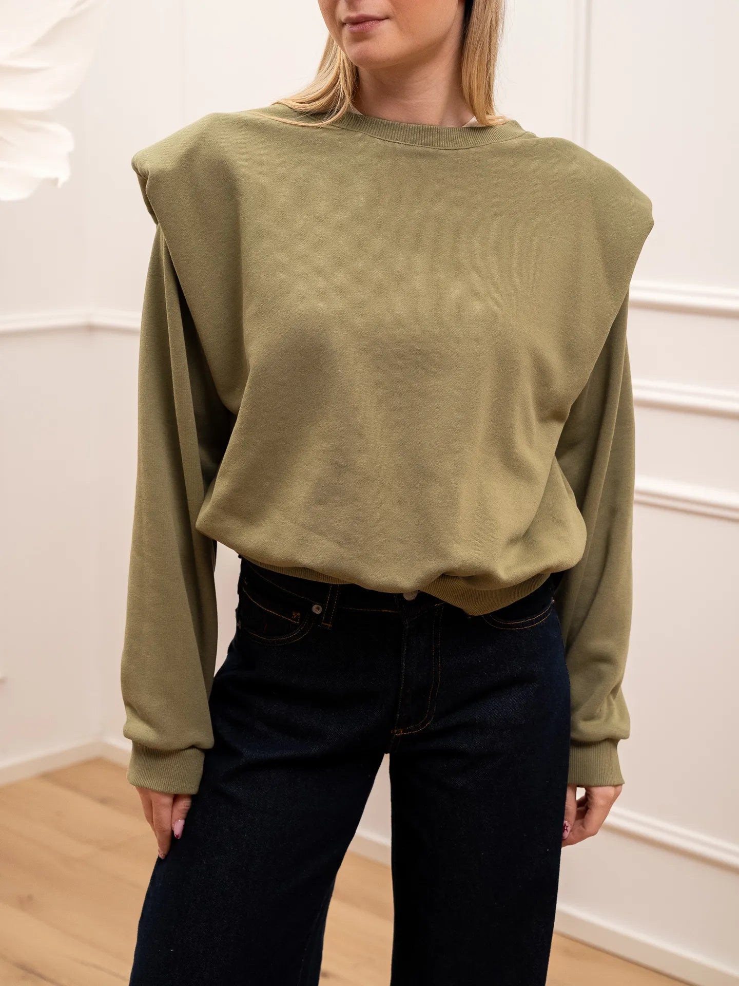 Felpa salvia spalline imbottite in cotone - Dixie