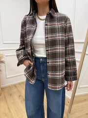 Camicia over in flanella moro e rosa - HaveOne