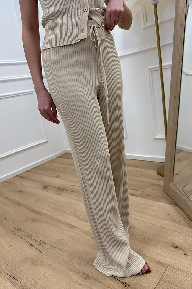 Pantaloni sabbia a costine in viscosa - Vicolo