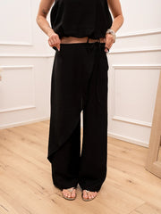 Pantaloni Balloon neri misto lino - HaveOne