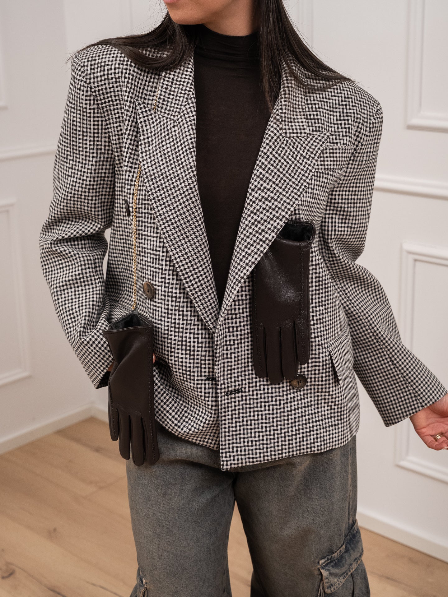 Giacca pied de poule moro con guanti - Tensione In