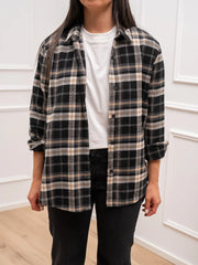 Camicia check sabbia, burro, nero in flanella - HaveOne