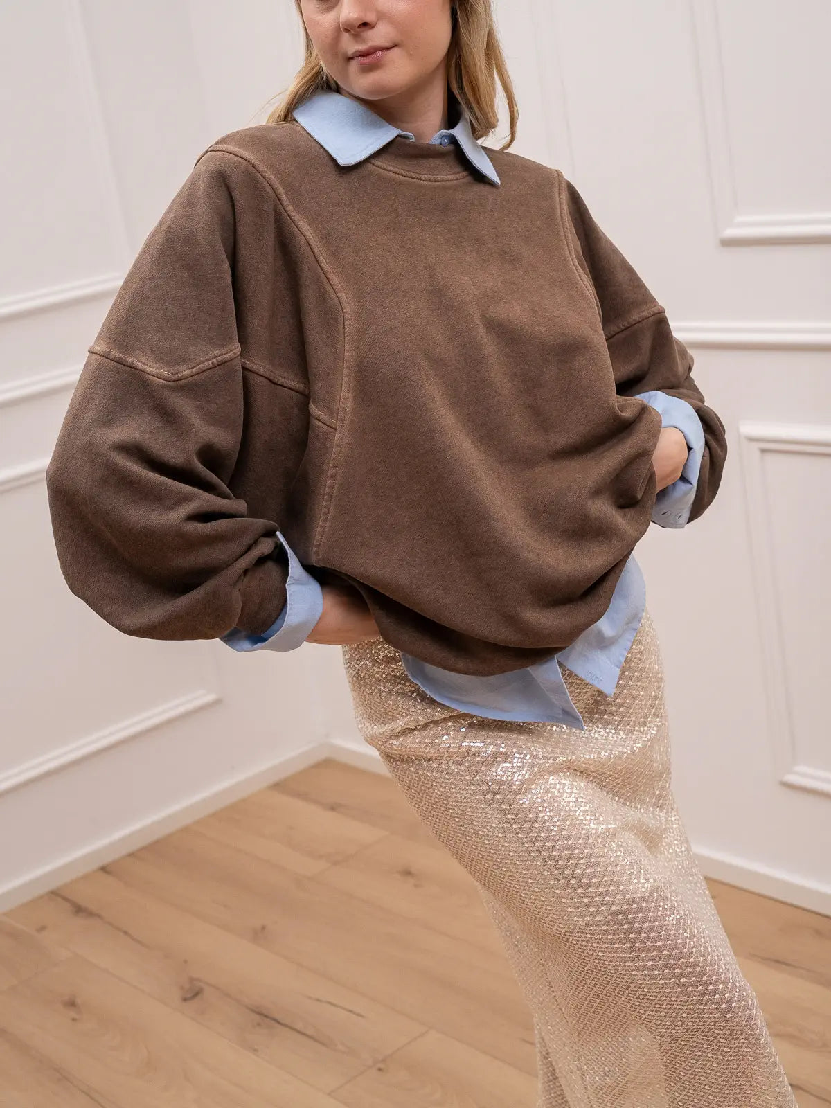 Felpa moro stone wash manica ampia - HaveOne