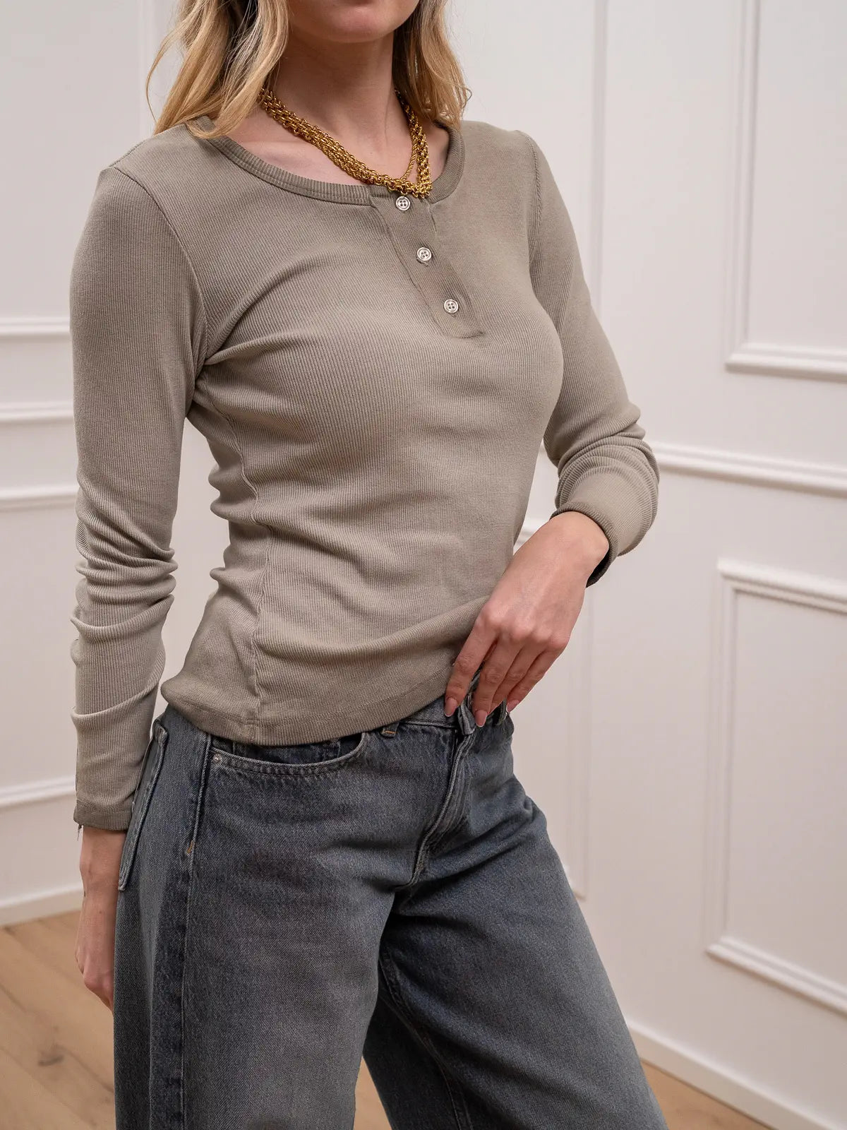 Maglia serafino fango stonewash - HaveOne