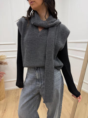 Gilet con sciarpa antracite - HaveOne