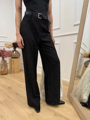 Pantaloni neri con strass argento - HaveOne
