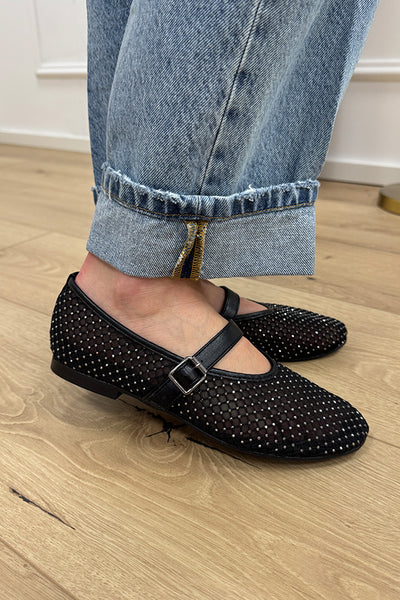 Ballerine nere a rete con strass Divine Follie –
