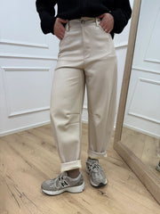 Pantaloni balloon in ecopelle panna - HaveOne
