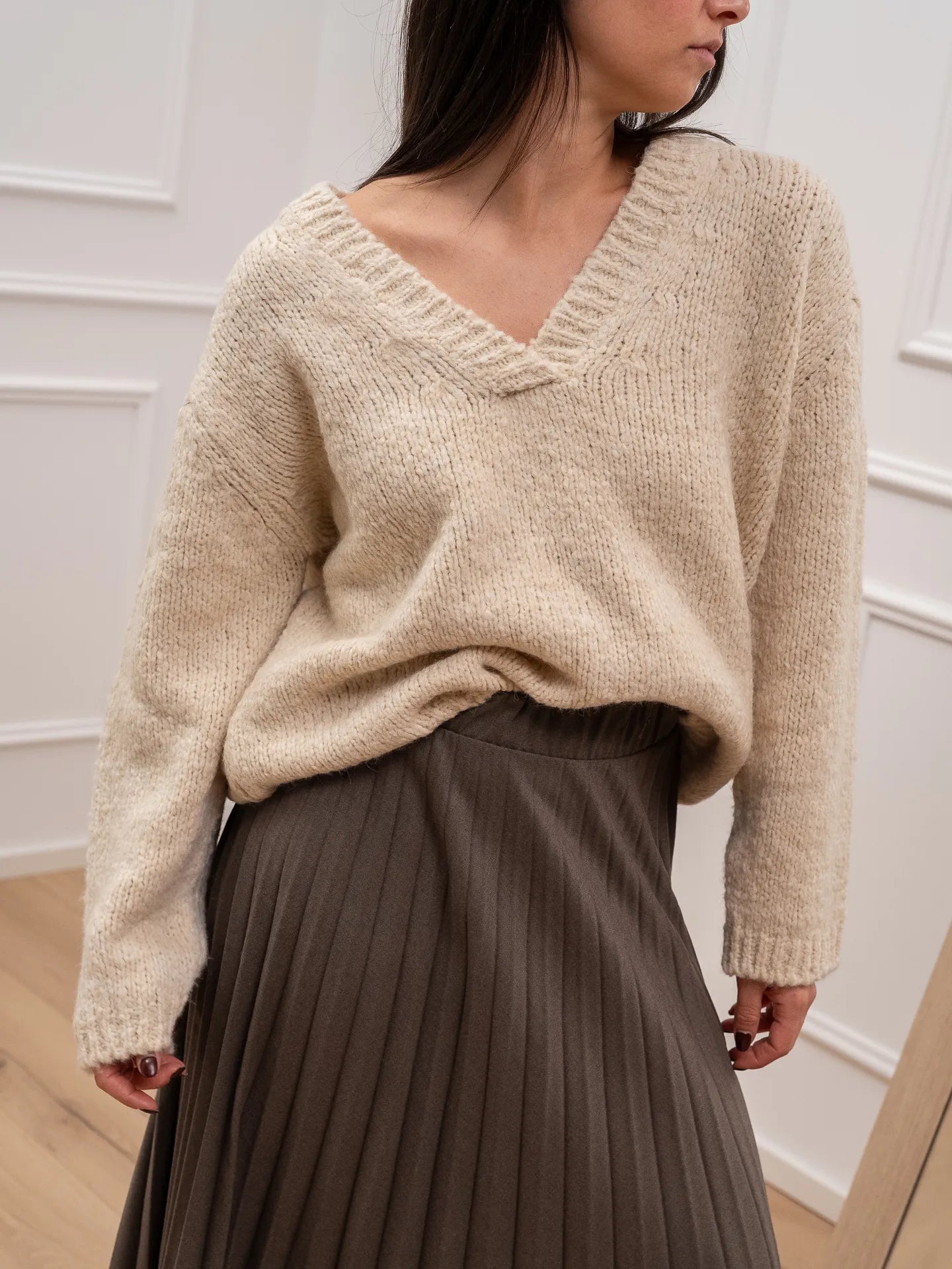 Maglia naturale scollo a v - Vicolo