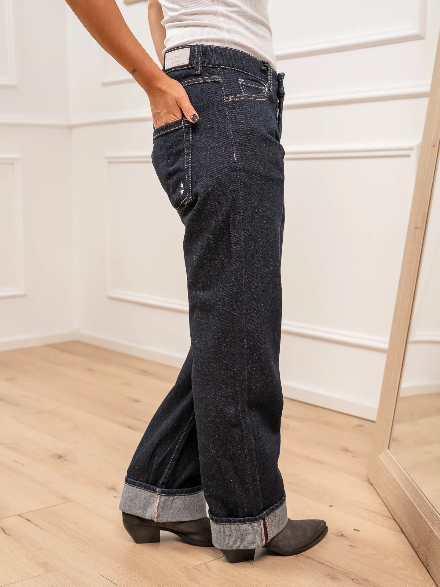 Jeans Tiny blu scuro con risvolto - Icon Denim