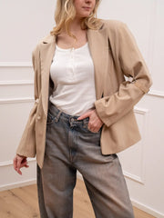 Giacca sabbia gessata dettagli con pietre - HaveOne