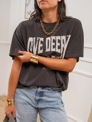 T shirt "Love deeply" grigia slavata - Vicolo