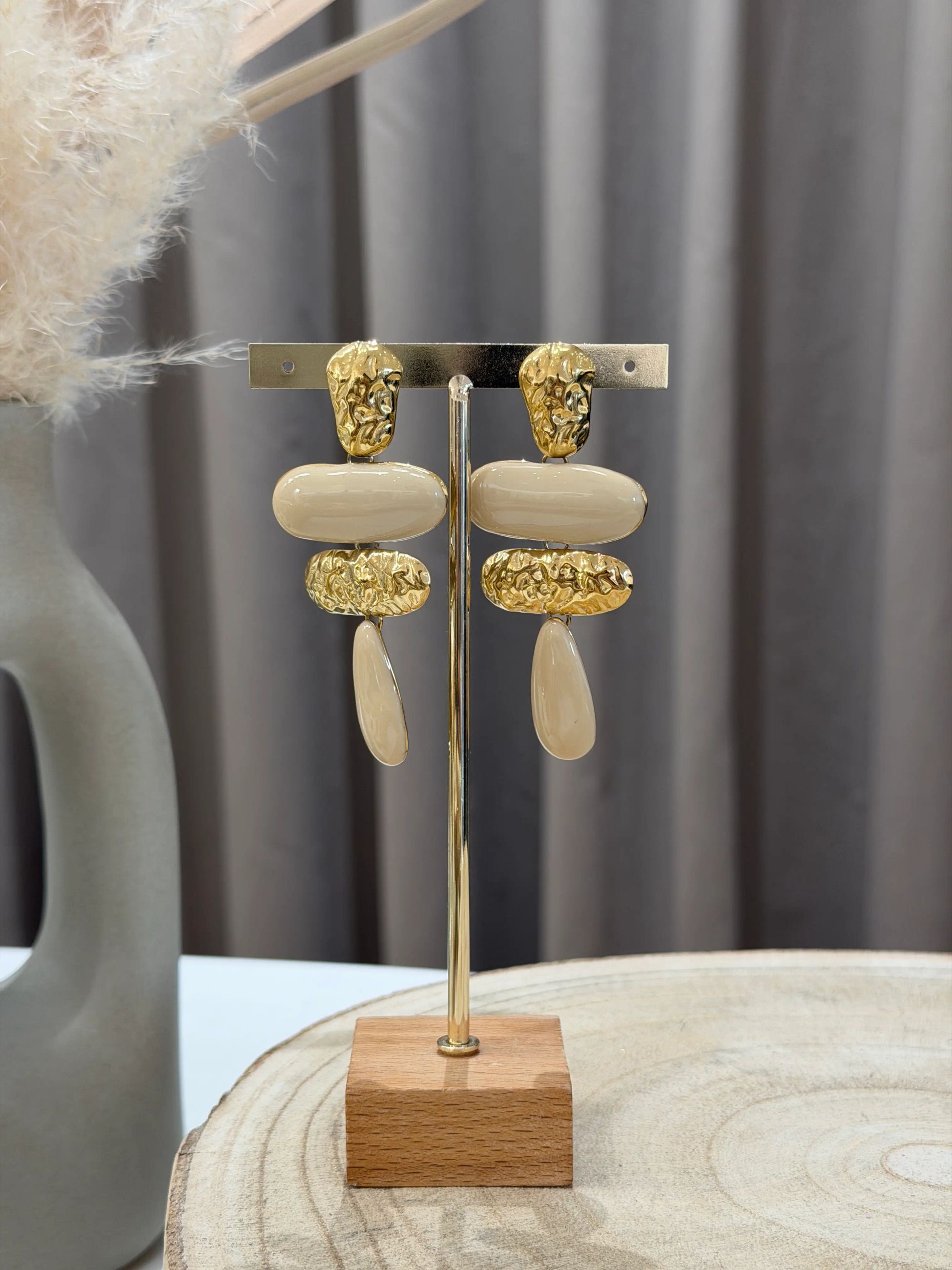 Orecchini riviera crema e oro - Calibro Shop