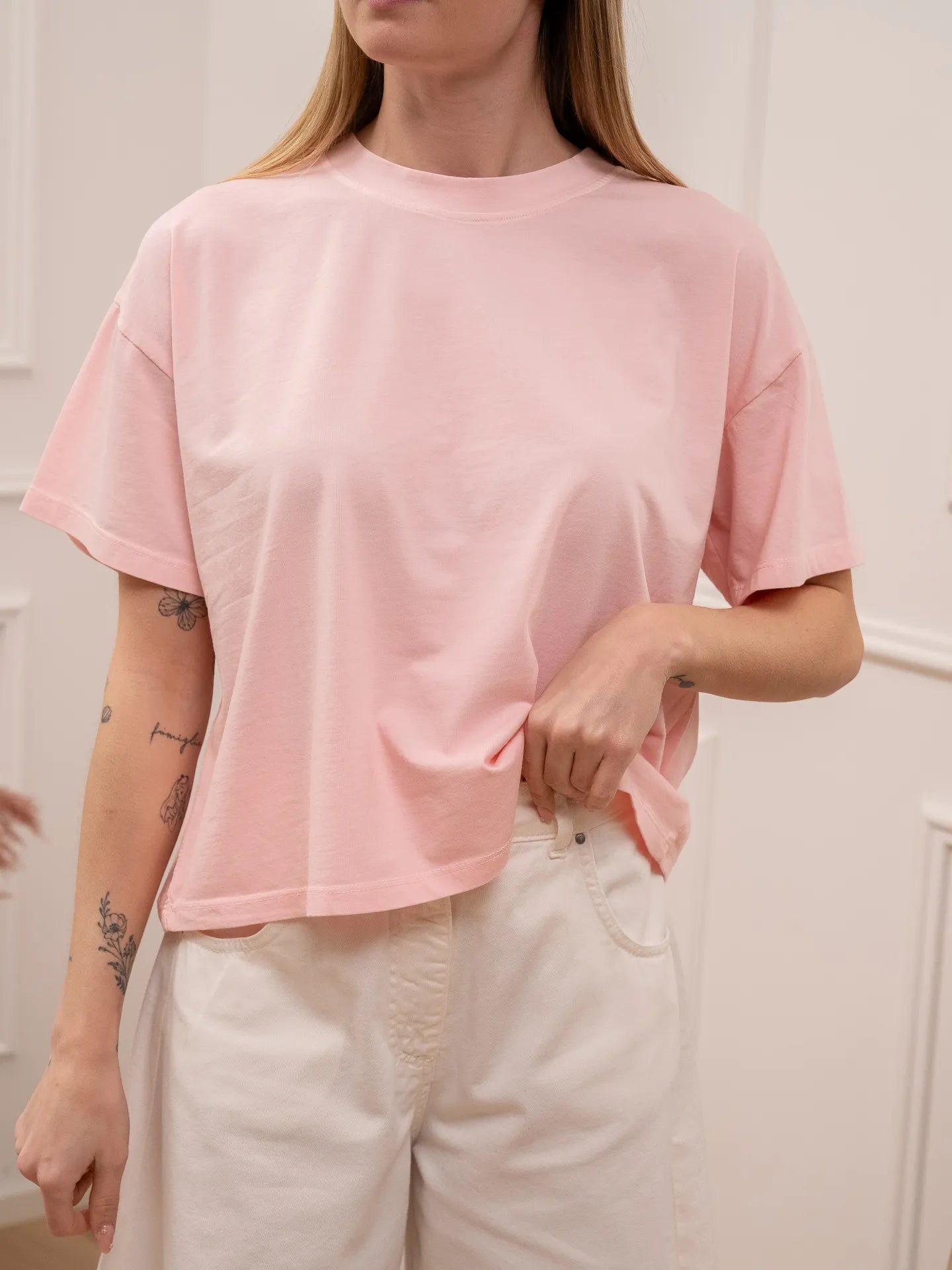 T shirt a scatoletta rosa mezza manica - HaveOne