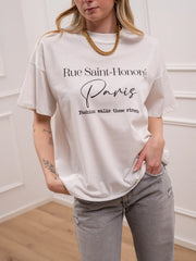 T shirt bianca stampa Paris - Vicolo