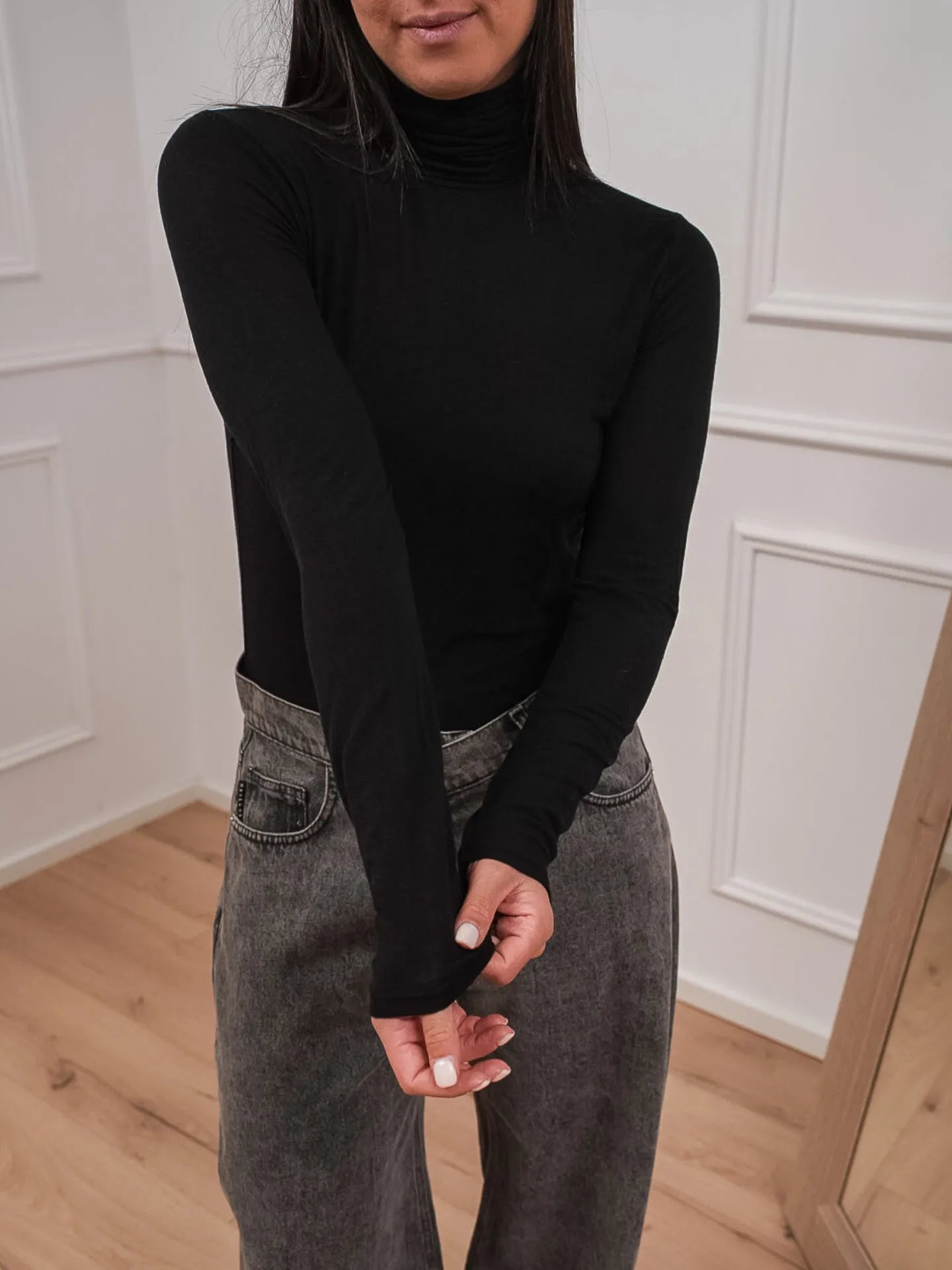 Maglia dolcevita nera misto cashmere - HaveOne