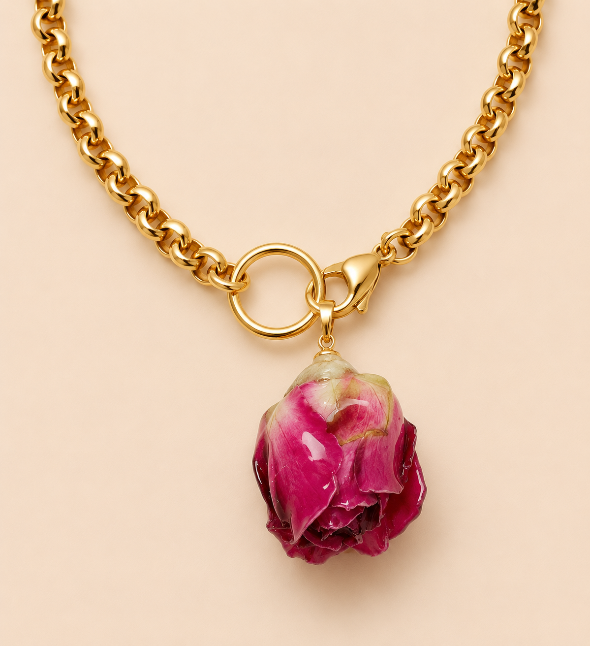 Ciondolo fiore resina fucsia maxi - Calibro Shop