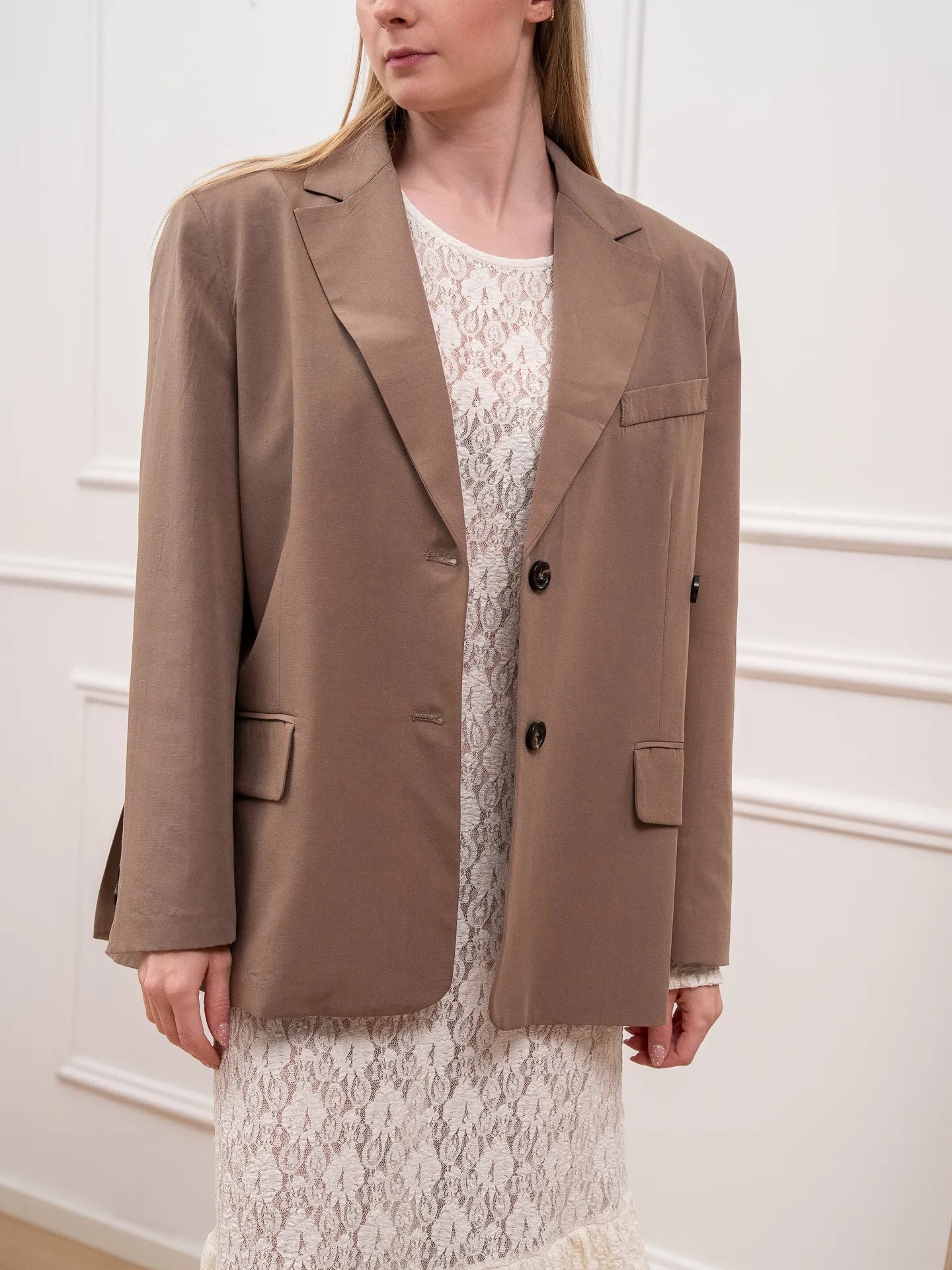 Giacca biscotto misto lino doppia abbottonatura - HaveOne