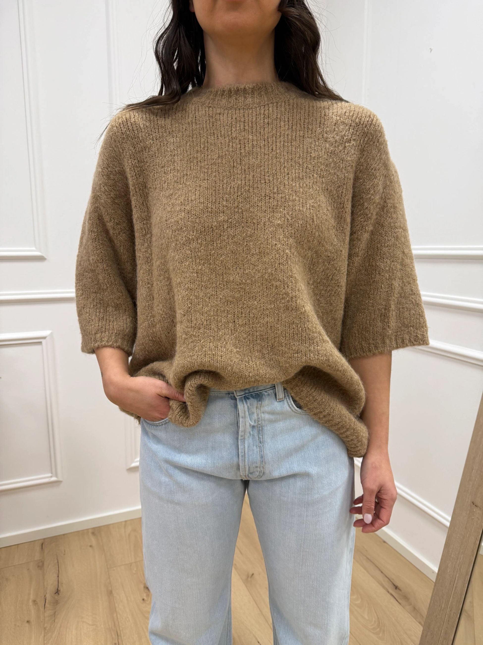 Maglia manica 3/4 girocollo cammello - HaveOne