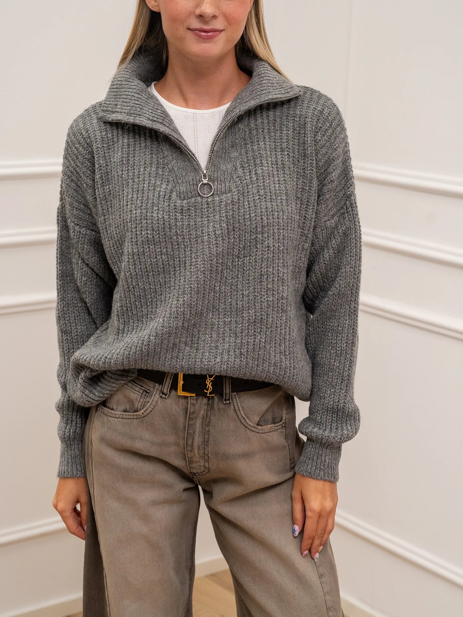 Maglia mezza zip misto lana - HaveOne
