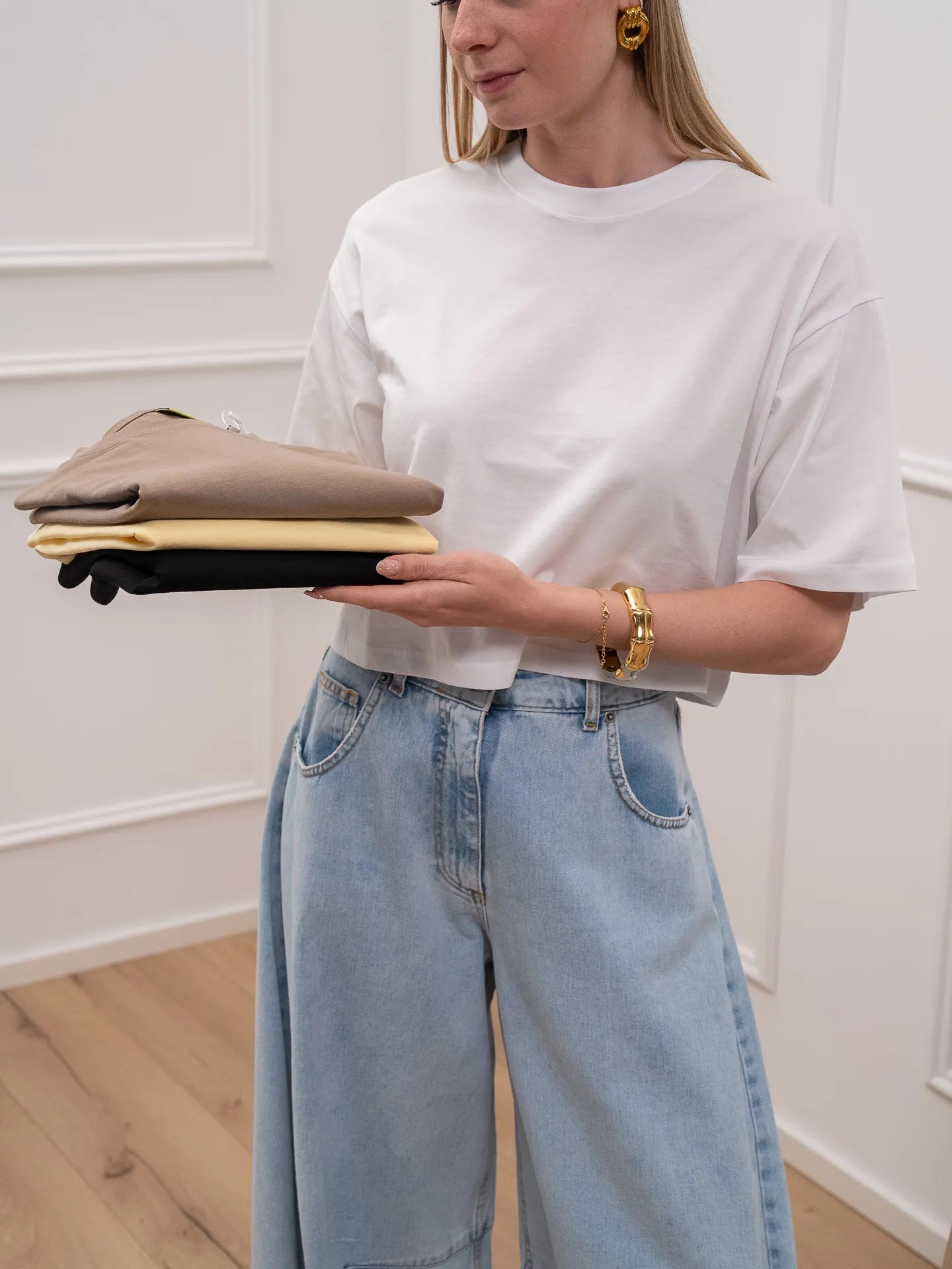 T shirt Andrea crop bianca loose fit - JJXX