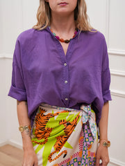 Camicia in voile di cotone viola - HaveOne